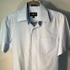 Omega Italy Light Blue Short-Sleeve Button-Up Men's Shirt SZ Sm